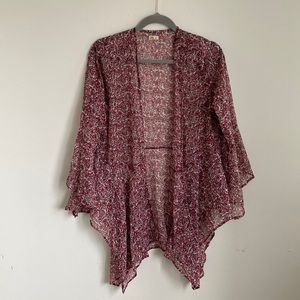 Hollister Red Patterned Kimono